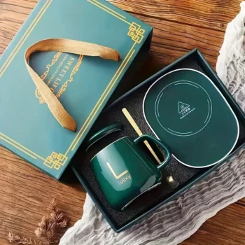 Gift Box Ceramic Thermos Cup Set with Spoon & Bag