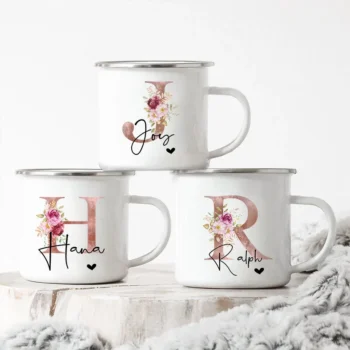 Initial Letter Camping Cup Personalized Coffee Mug
