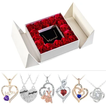 Anniversary Gift Box with Soap Rose & Necklace